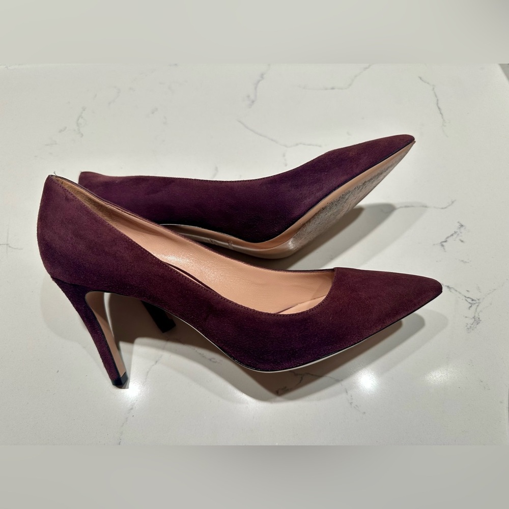 Giorgio Armani Dark Burgundy Suede Pointed Toe Heels - size 8.5 / 38.5 - Picture 6 of 8